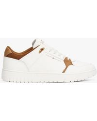 Tommy Hilfiger - Sneakers Stile Basket Con Mix Di Texture E Pelle - Lyst