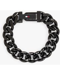 Tommy Hilfiger - Black Ionic-plated Stainless Steel Chain-link Bracelet - Lyst