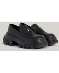 Tommy Hilfiger - Leather Chunky Cleat Sole Loafers - Lyst