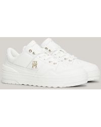 Tommy Hilfiger - Leather Th Monogram Basketball Trainers - Lyst