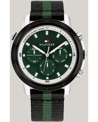 Tommy Hilfiger - Green Dial Stainless Steel Textile Strap Sports Watch - Lyst
