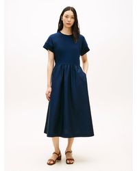Tommy Hilfiger - Contrast Fit And Flare Midi Dress - Lyst