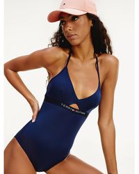 Tommy Hilfiger Halter Badpak Met Uitneembare Softcups Marine - Blauw