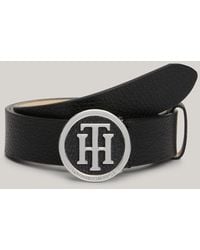 Tommy Hilfiger - Statement Round Buckle Leather Belt - Lyst