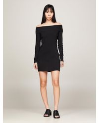 Tommy Hilfiger - Off-the-shoulder Bodycon Mini Sweater Dress - Lyst