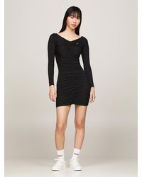 Tommy Hilfiger - Gathered Off-the-shoulder Bodycon Dress - Lyst