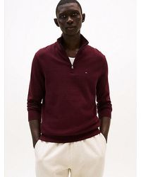 Tommy Hilfiger - Trui Met Halve Rits En Geborduurde Vlag - Lyst
