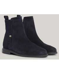Tommy Hilfiger - Essential Suede Flag Plaque Ankle Boots - Lyst