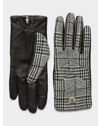 Tommy Hilfiger Handschoenen Van Leer Met Pied-de-poule - Zwart