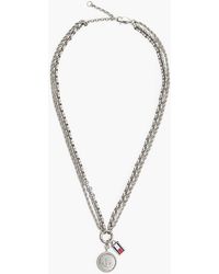Tommy Hilfiger - Stainless Steel Double Chain Nautical Charm Necklace - Lyst