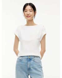 Tommy Hilfiger - Tone Button Boat Neck T-Shirt - Lyst