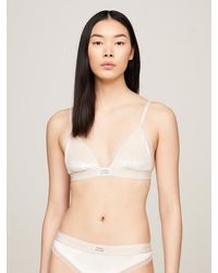 Tommy Hilfiger - Lace Trim Velour Unlined Triangle Bra - Lyst