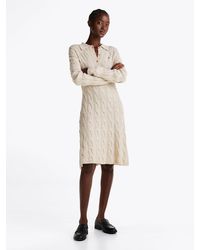 Tommy Hilfiger - Cable Knit Mini Polo Jumper Dress - Lyst