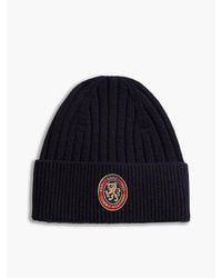 Tommy Hilfiger - Lambswool Blend Crest Rib Knit Beanie - Lyst