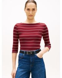 Tommy Hilfiger - Slim Three-quarter Sleeve Boat Neck T-shirt - Lyst