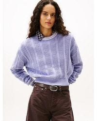 Tommy Hilfiger - Jersey Amplio De Punto Trenzado Con Logo - Lyst