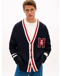 Tommy Hilfiger - Chunky Rib-Knit Letterman Cardigan - Lyst