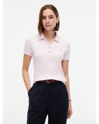 Tommy Hilfiger - Cable Knit Short Sleeve Polo Jumper - Lyst