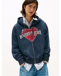 Tommy Hilfiger - Felpa Tommy Girl Oversize Con Cappuccio E Logo - Lyst