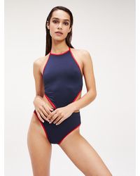 Tommy Hilfiger Badpak Met Halternek - Blauw