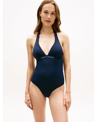 Tommy Hilfiger - Original Logo Halterneck Swimsuit - Lyst