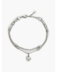 Tommy Hilfiger - Stainless Steel Heart Charm Layered Bracelet - Lyst