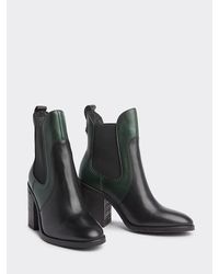 Tommy Hilfiger Colour-blocked Chelsea Boot Met Hoge Blokhak - Groen