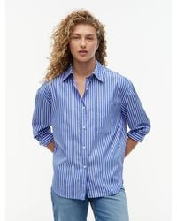 Tommy Hilfiger - Oversized Fit Stripe Shirttail Hem Poplin Shirt - Lyst