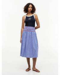 Tommy Hilfiger - Smock Stripe Topstitch Midi Skirt - Lyst