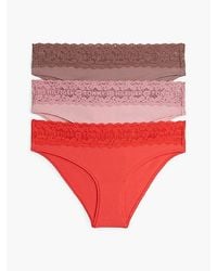 Tommy Hilfiger - 3 Pack Logo Lace Trim Briefs - Lyst