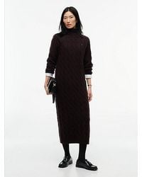 Tommy Hilfiger - Pure Wool Cable Roll Neck Jumper Dress - Lyst