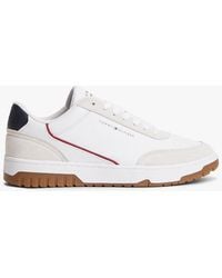 Tommy Hilfiger - Mixed Texture Leather Basketball Trainers - Lyst