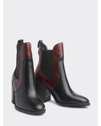 Tommy Hilfiger Colour-blocked Chelsea Boot Met Hoge Blokhak - Bruin