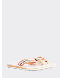 Tommy Hilfiger Teenslipper Met Contrasterende Streep - Oranje