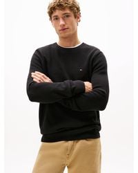 Tommy Hilfiger - Flag Embroidery Textured Crew Neck Jumper - Lyst