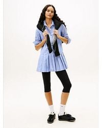Tommy Hilfiger - Metallic Pleated Relaxed Mini Shirt Dress - Lyst