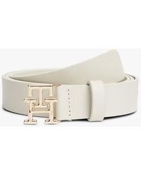 Tommy Hilfiger - Th Monogram Leather Plaque Buckle Belt - Lyst
