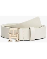 Tommy Hilfiger - Th Monogram Plaque Buckle Leather Belt - Lyst