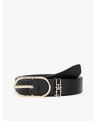 Tommy Hilfiger - Leren Riem Met Ovale Gesp En Th-Monogram - Lyst