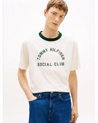 Tommy Hilfiger - Relaxed Fit T-Shirt Van Jersey Met Contrasthals - Lyst