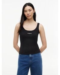 Tommy Hilfiger - Logo Embroidery Slim Ribbed Tank Top - Lyst