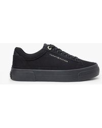 Tommy Hilfiger - Metallic Logo Canvas Platform Trainers - Lyst