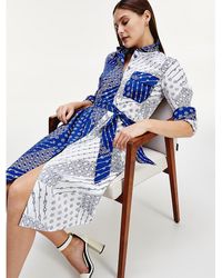 Tommy Hilfiger Overhemdjurk Met Th-monogramprint - Blauw