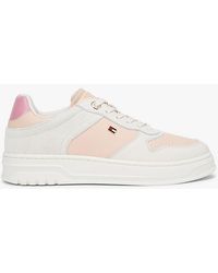 Tommy Hilfiger - Leather Mixed Texture Cupsole Trainers - Lyst