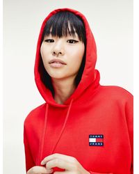 Tommy Hilfiger Hoodie Van Biologisch Katoen Met Tommy-badge - Rood