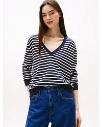 Tommy Hilfiger - Trui Met V-Hals En Geborduurde Vlag - Lyst