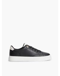 Tommy Hilfiger - Leather Contrast Heel Cupsole Trainers - Lyst