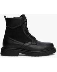Tommy Hilfiger - Bottes Crantées En Cuir À Lacets - Lyst