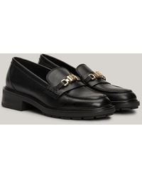 Tommy Hilfiger - Th Monogram Leather Loafers - Lyst
