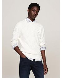 Tommy Hilfiger - Rundhals-Pullover Mit Zopfmuster - Lyst